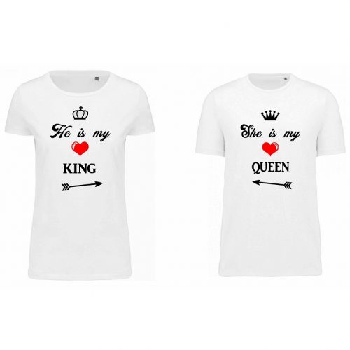 COPPIA T-SHIRT SAN VALENTINO "KING - QUEEN"